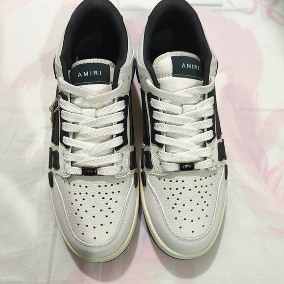 Amiri Black And White Leather Lace-Up Sneakers - Picture 2 of 9